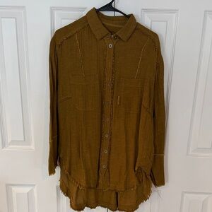 We The Free Mustard Button-Up Top